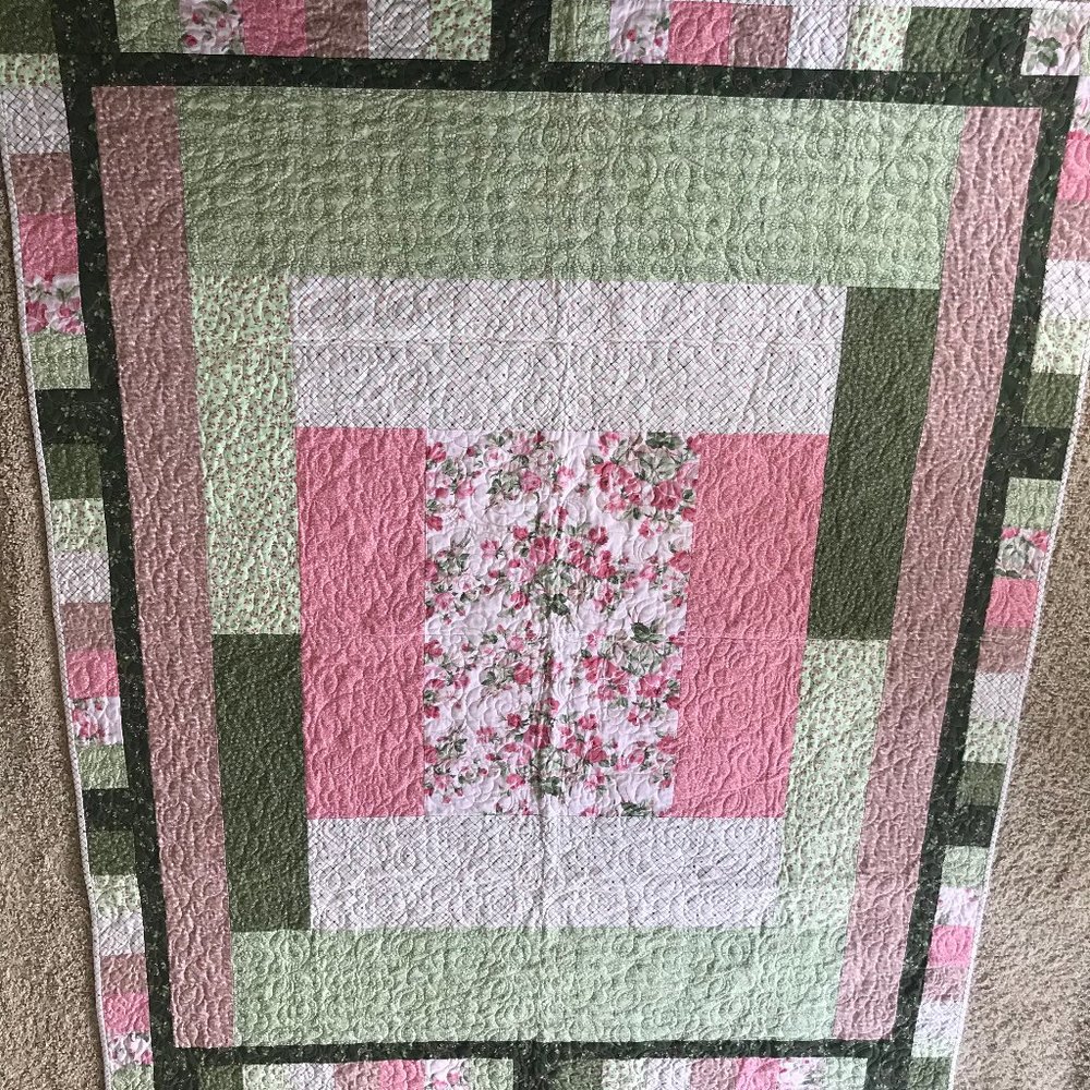 Quilt/Throw 86 X 52"  One of a kind A Happy Quilt